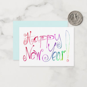 Happy New Year Gruß Regenbogenhandhabettering Hinw Mitteilungskarte