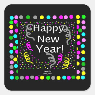 Happy New Year Gruß Square Sticker