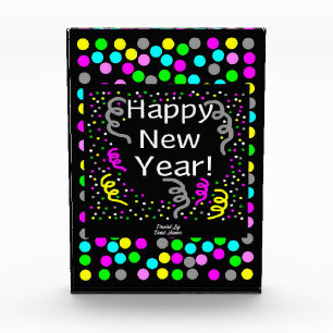 Happy New Year Gruß Vertical Foto Block