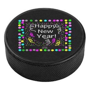 Happy New Year Grußhockey Puck