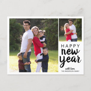 Happy New Year Holiday Foto Einfache moderne Schri Feiertagspostkarte