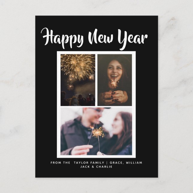 Happy New Year Holiday Foto Personalisiert Postkarte (Vorderseite)