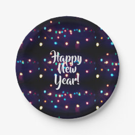 Happy New Year Holiday Lights Pappteller