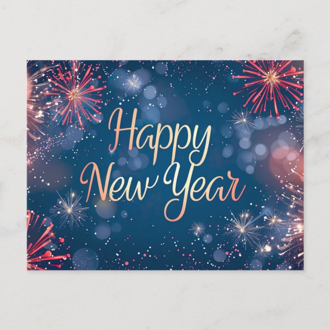 Happy New Year Holiday Postcard Feiertagspostkarte (Vorderseite)