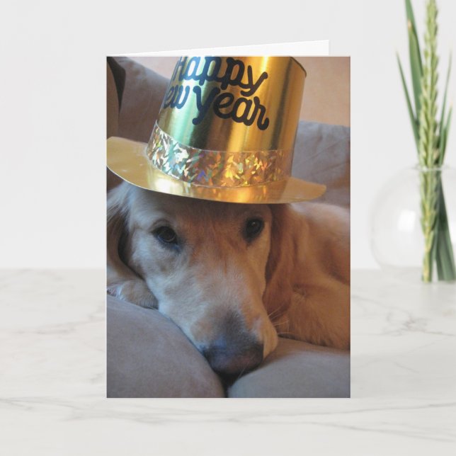 Happy New Year Hund Feiertagskarte (Vorderseite)
