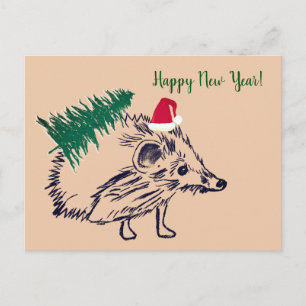 Happy New Year Igel Postcard Postkarte
