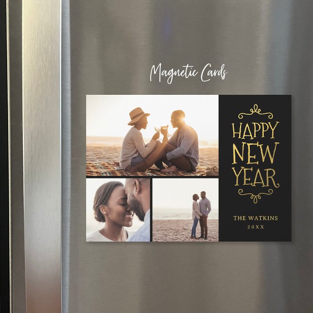 Happy New Year Imitate Foil 3 Foto Magnetkarte (Von Creator hochgeladen)