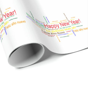 Happy New Year in verschiedenen Sprachen Geschenkpapier