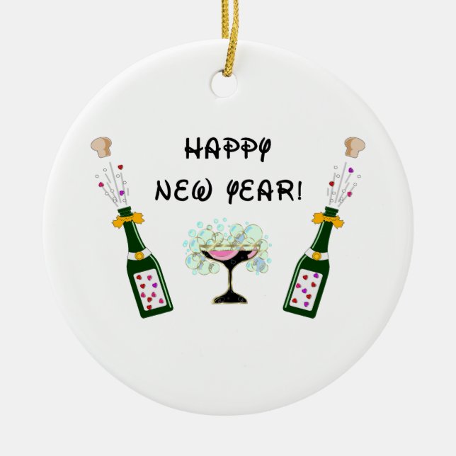 Happy New Year Keramikornament (Vorne)