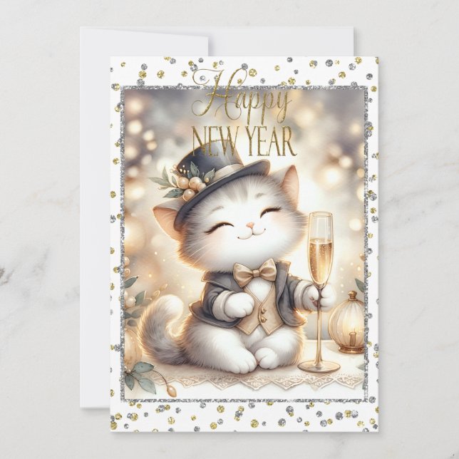 Happy New Year Kitty Ankündigung (Vorderseite)