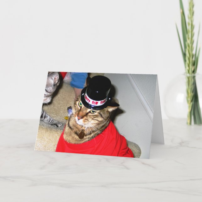 Happy New Year Kitty Feiertagskarte (Vorderseite)
