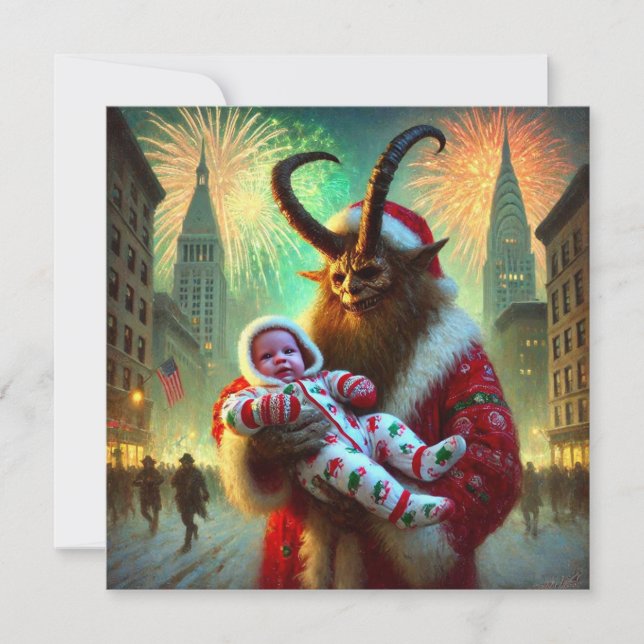 Happy New Year Krampus Feiertagskarte (Vorderseite)
