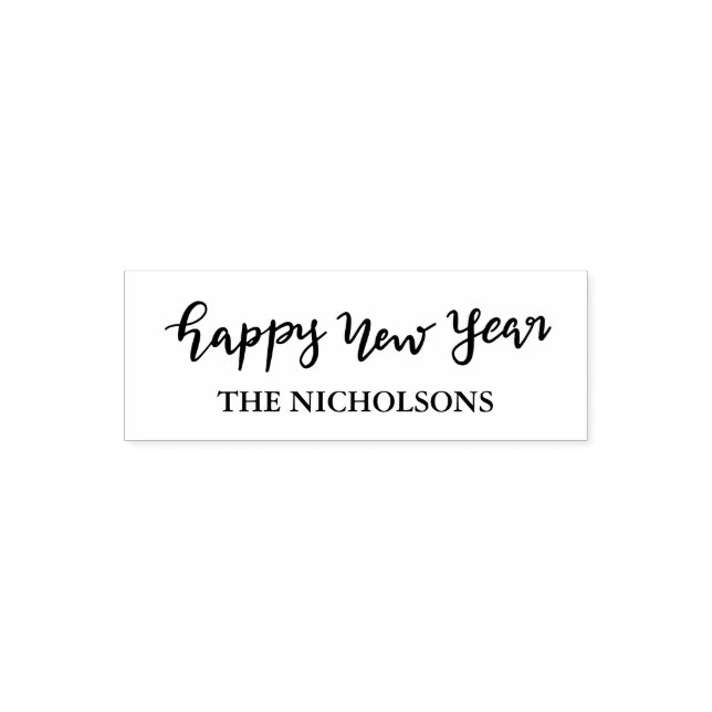 Happy New Year Lässig handgeschriebenes Schwarzes  Permastempel (Design)