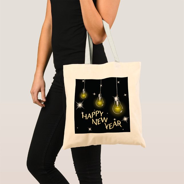 Happy New Year Lightbulbs Tote Bag Tragetasche (Von Creator hochgeladen)