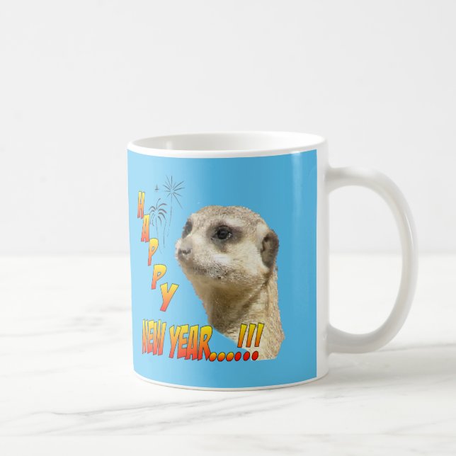 Happy New Year Meerkat Kaffee Tasse (Rechts)