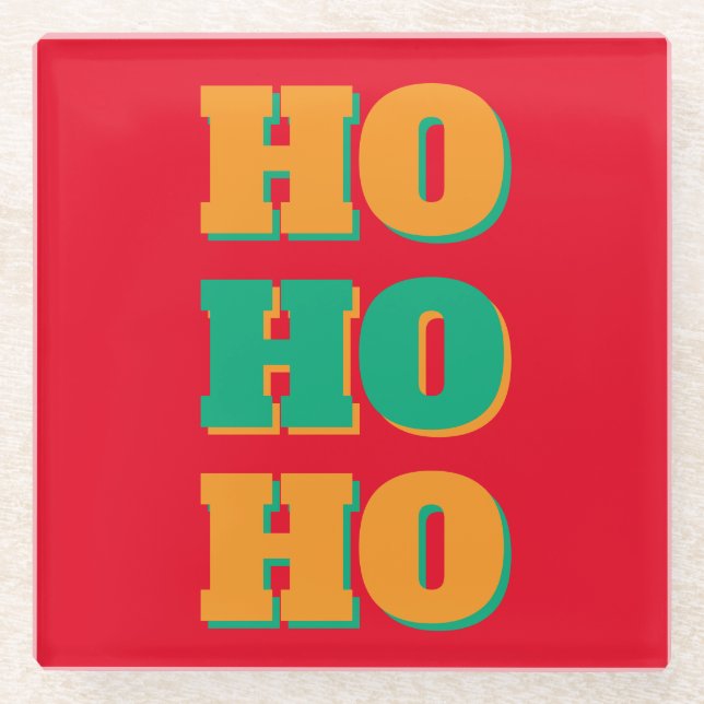 Happy New Year Merry Christmas Holiday Season HoHo Glasuntersetzer (Vorderseite)