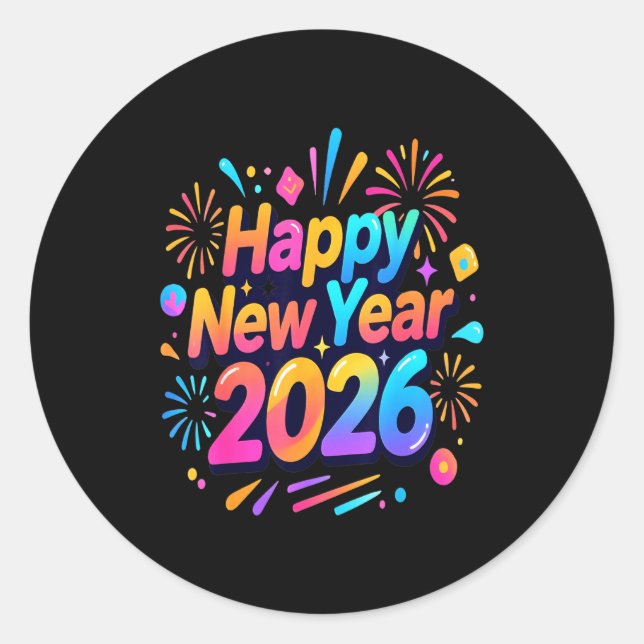 Happy New Year, Merry Christmas  Runder Aufkleber (Vorderseite)