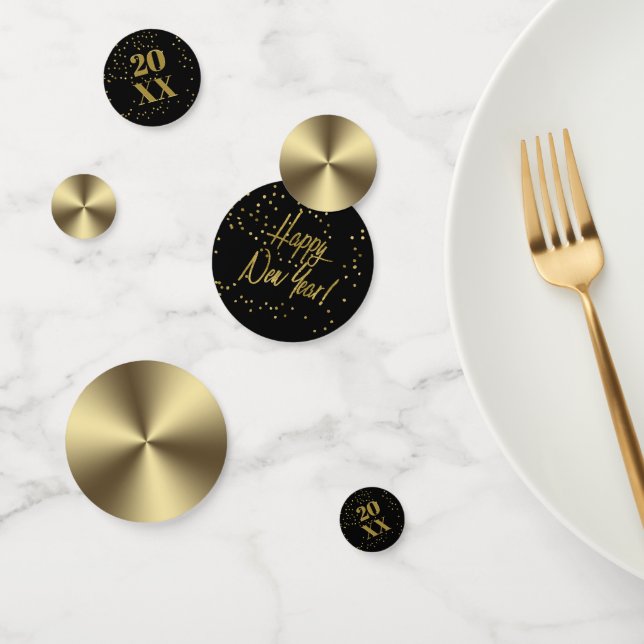 Happy New Year Metallic Gold/Black ID533 Konfetti (Gruppe)