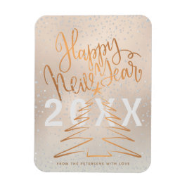 Happy New Year Metallic Kupfer Rose Gold Magnet