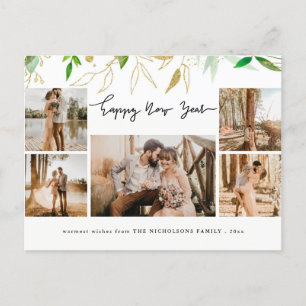 Happy New Year Minimalistisch Modern Script MultiP Feiertagspostkarte