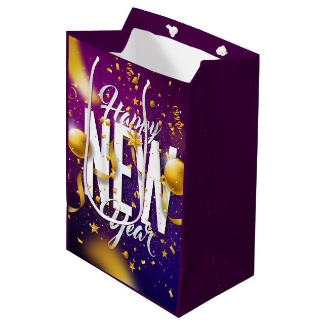 Happy New Year Mittlere Geschenktüte (Vorderseite Schrägansicht)