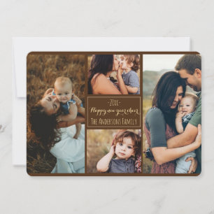 Happy New Year Modern Family Foto Collage Review Feiertagskarte