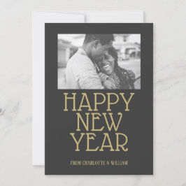 Happy New Year Modern Typografy Personalisiert Feiertagskarte