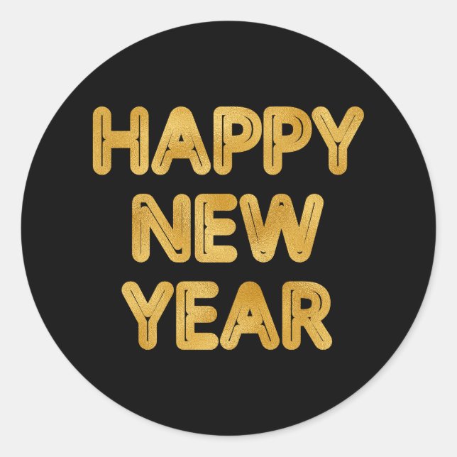 Happy New Year Modern Typografy Runder Aufkleber (Vorderseite)