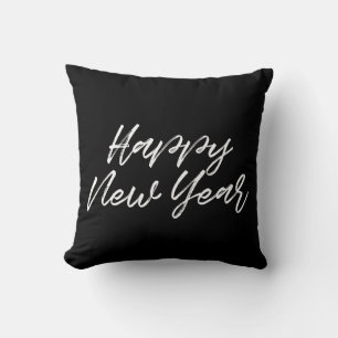 Happy New Year Moderner Weißer Schriftart Kissen