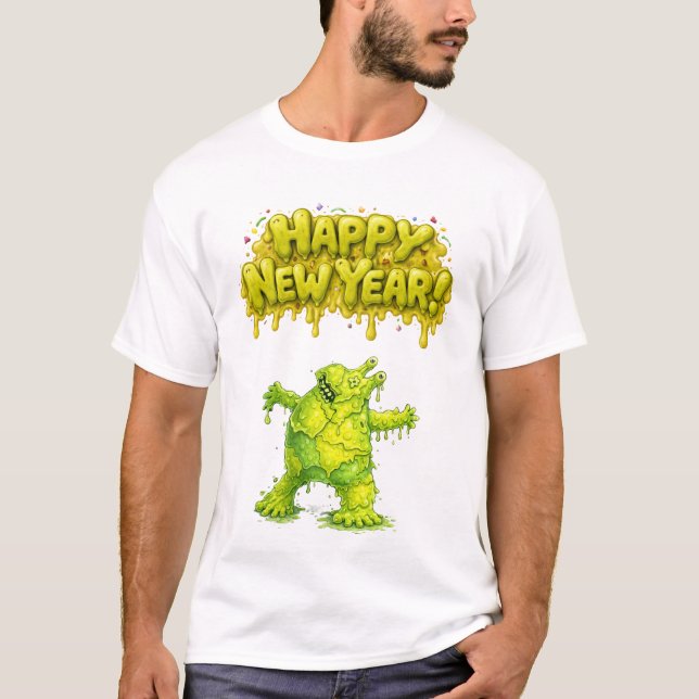 Happy New Year Mucus Monster T-Shirt (Vorderseite)