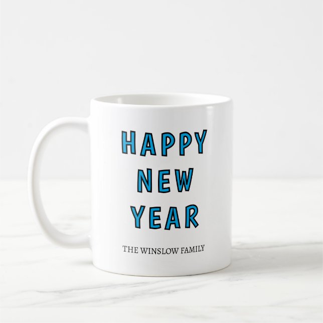 Happy New Year Mug Personalized Family Name custom Kaffeetasse (Links)