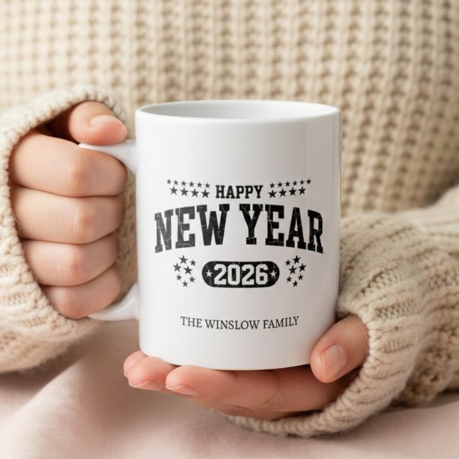 Happy New Year Mug Personalized Family Name custom Kaffeetasse (Von Creator hochgeladen)