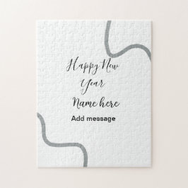 Happy new year name message gray simple holiday 