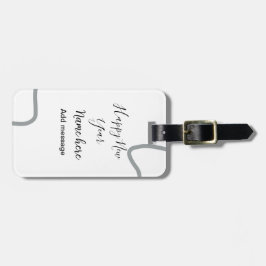 Happy new year name message gray simple holiday  gepäckanhänger