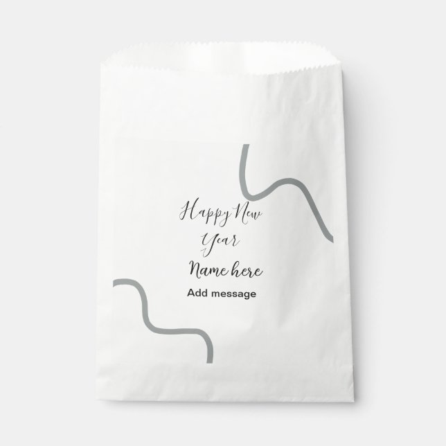 Happy new year name message gray simple holiday  geschenktütchen (Vorderseite)