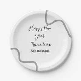 Happy new year name message gray simple holiday  pappteller