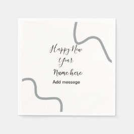 Happy new year name message gray simple holiday  serviette