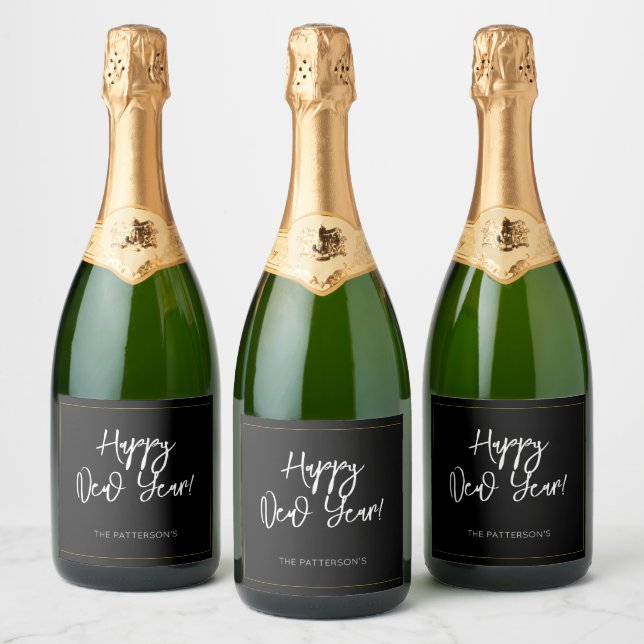 Happy New Year NAME Sparkling Wine Label Fun Moder (Flaschen)
