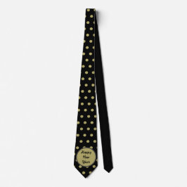 Happy New Year Neck Tie (Black & Gold) Krawatte