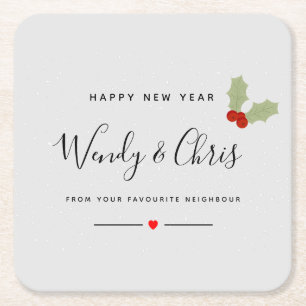 Happy New YEAR neighbor Rechteckiger Pappuntersetzer