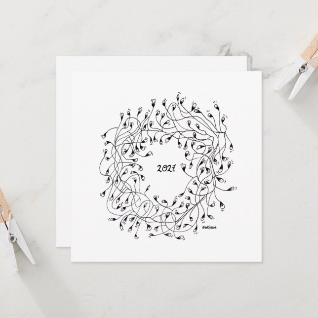 Happy New Year, New Year Greeting Karte (Vorderseite/Rückseite Beispiel)