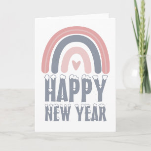Happy New Year Niedlich Pastel Farbe Regenbogen Karte