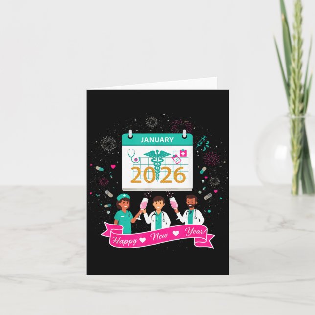 Happy New Year Nurse Shirt; Cute Medical Staff 202 Karte (Vorderseite)