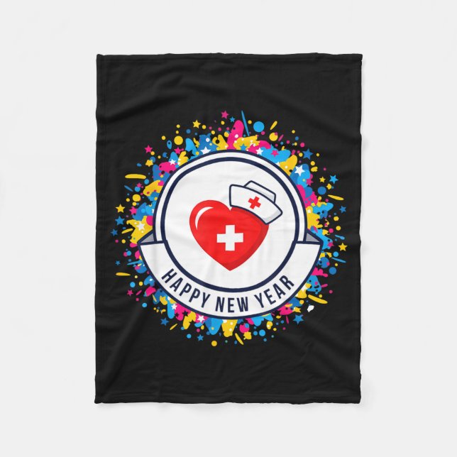 Happy New Year Nurse Shirt Cute Nk Heartbeat Medic Fleecedecke (Vorderseite)