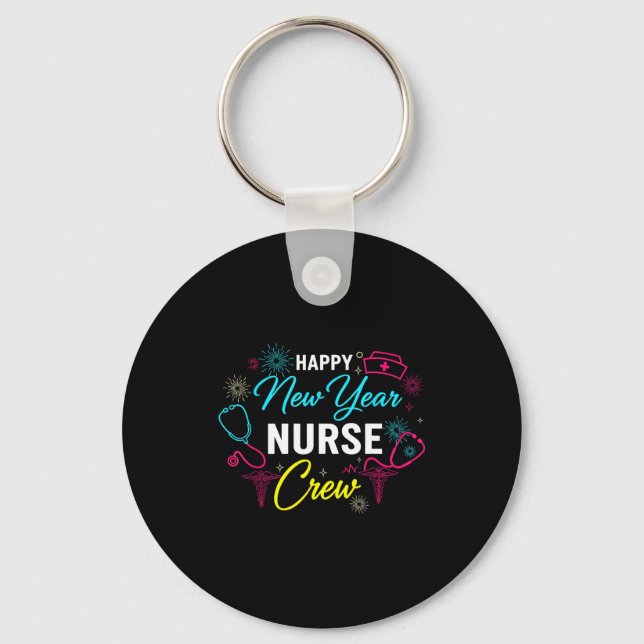 Happy New Year Nurse Shirt, Fireworks Stethoscope  Schlüsselanhänger (Vorderseite)