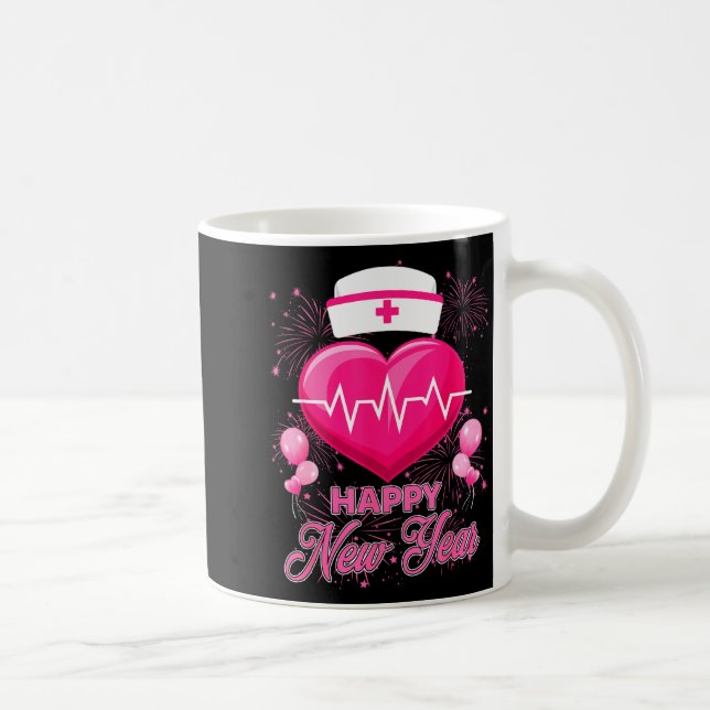 Happy New Year Nurses Heartbeat New Years Eve Part Kaffeetasse (Rechts)