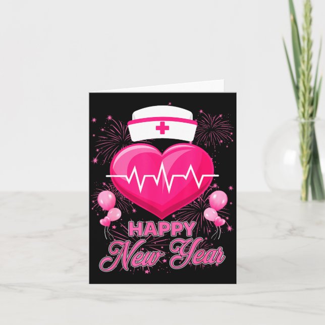 Happy New Year Nurses Heartbeat New Years Eve Part Karte (Vorderseite)