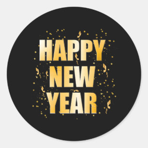 Happy New Year NYE Party Funny Silvester Runder Aufkleber