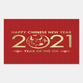 Happy New Year of The Ox - 2021 Rechteckiger Aufkleber