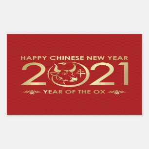 Happy New Year of The Ox - 2021 Rechteckiger Aufkleber